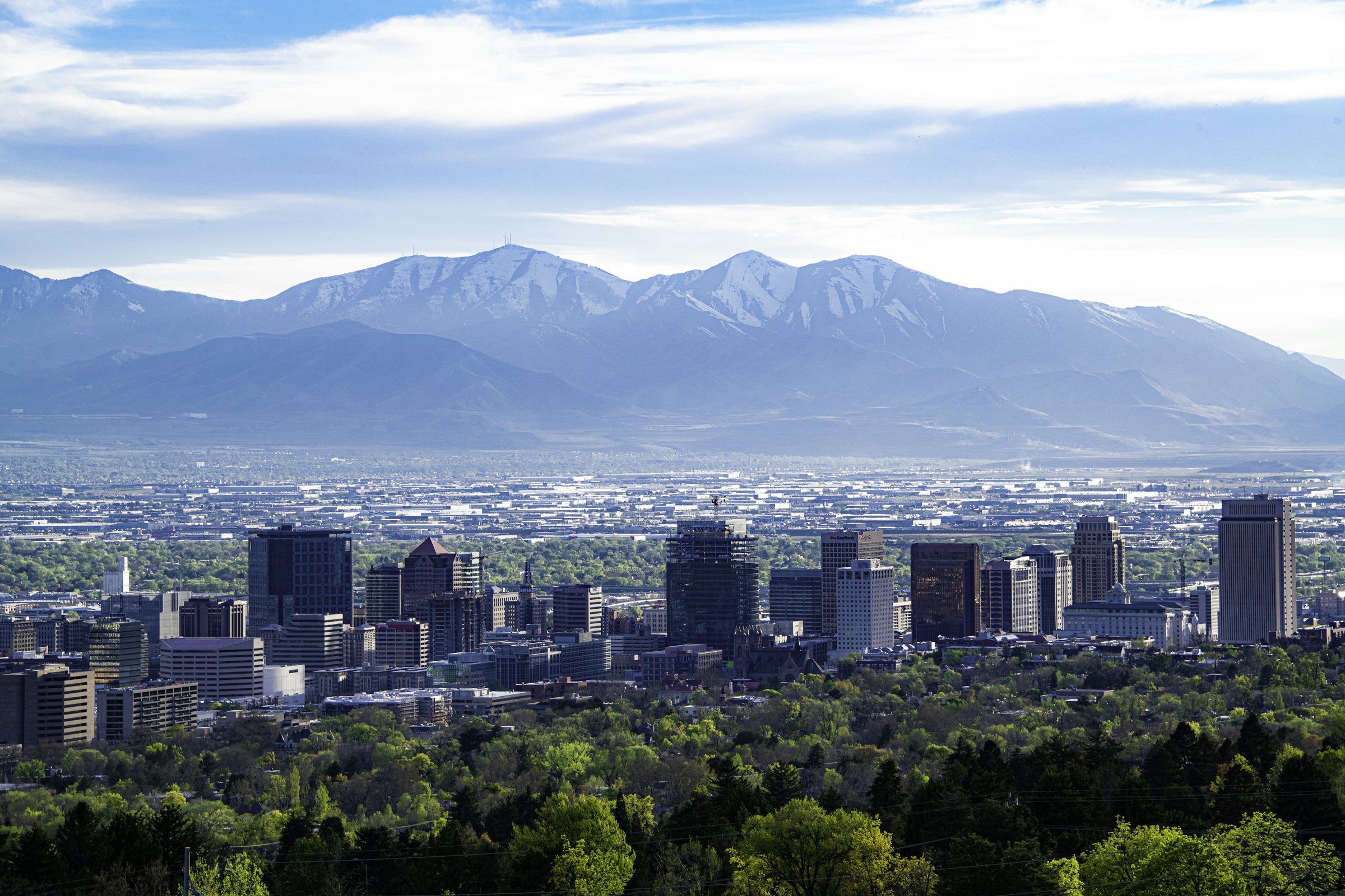 Salt Lake City skyline with the Wasatch Mountains